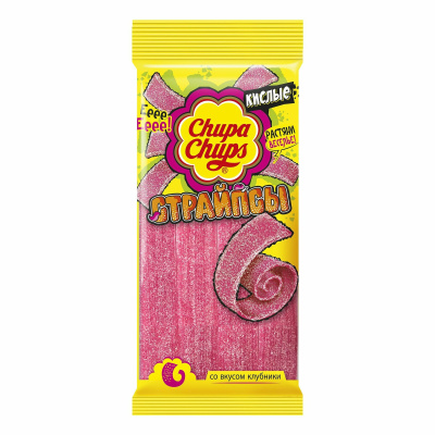 Мармелад Чупа Чупс Страйпсы кислые, клубника,120гр.