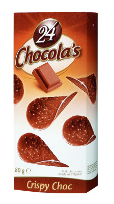 Хрустящие чипсы 24 Chocola's из молочного шоколада 80гр.