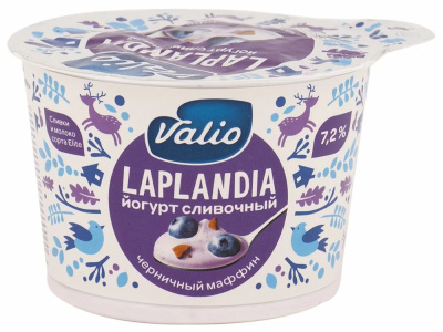 Йогурт ВИОЛА Лапландия Черничный маффин 7,2% 180гр.