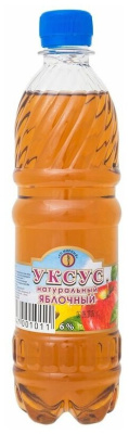 Уксус МИРНЫЙ яблочный натуральный 6% 0,5л пэт
