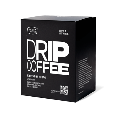 Кофе дрип-пакеты Tasty Coffee Колумбия Декаф 10 пакетов х 10,5гр.