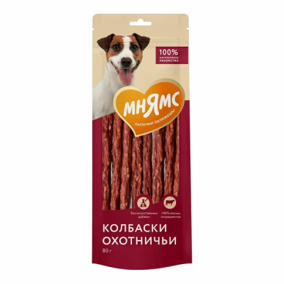 Лакомство для собак Мнямс Колбаски охотничьи 80г