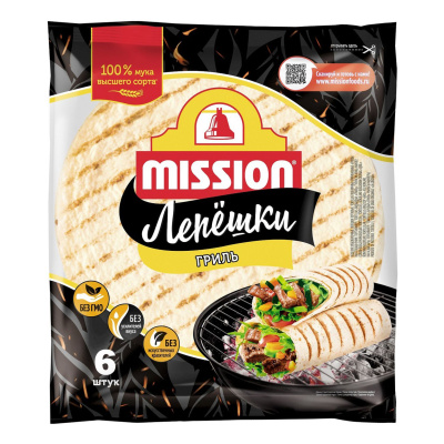 Лепешки пшеничные Гриль, 6шт. 250гр. Mission