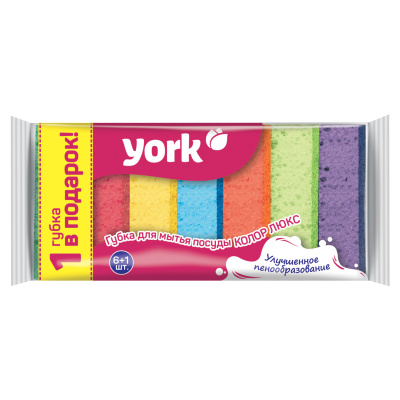 Губка для мытья посуды Колор люкс York 7шт.
