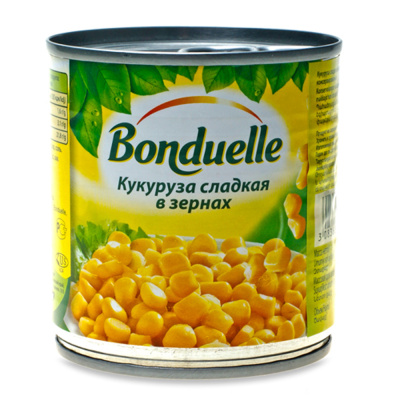 Кукуруза Бондюэль сладкая, 340гр. ж/б нетто 272гр.