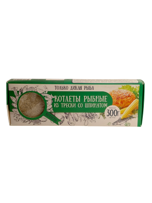 Котлеты ДОН КРЕВЕТОН из трески со шпинатом в панировке морож. 300г ООО Креветка