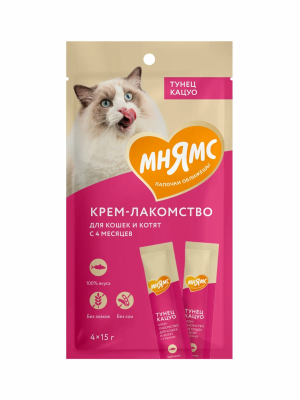 Лакомство крем для кошек с тунцом Кацуо 15г х 4шт