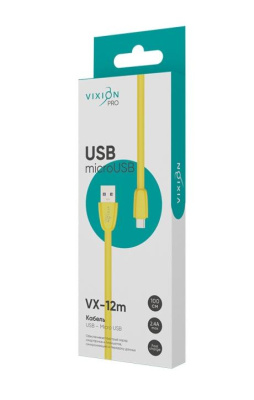 Кабель ВИКСИОН ПРО Микро USB кабель силиконовый жёлтый 1м