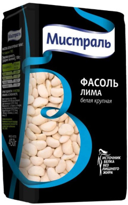 Фасоль Мистраль Лима белая крупная 450 гр. 