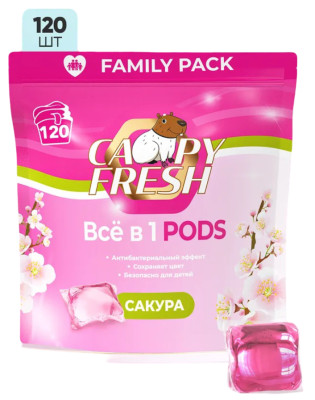 Капсулы для стирки CAPYFRESH Сакура 120шт. 960гр..
