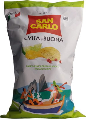 Чипсы картофельные Лайм и розовый перец 150г San Carlo Piu Gusto
