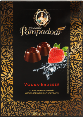 Конфеты шоколадные Madame Pompadour со вкусом водки и клубники 150гр.
