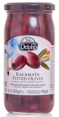 Маслины Delphi Каламата без косточки, 350мл ст/б