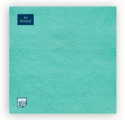 Салфетки бумажные 3-слойные Art Bouqet® Барокко, Аквамарин палевый 33*33см