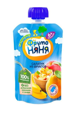 Пюре ФрутоНяня салатик из фруктов дой-пак 90гр