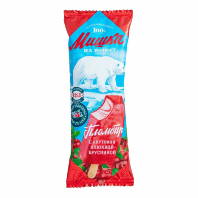 Мороженое МИШКА НА ПОЛЮСЕ клюква-брусника 75г