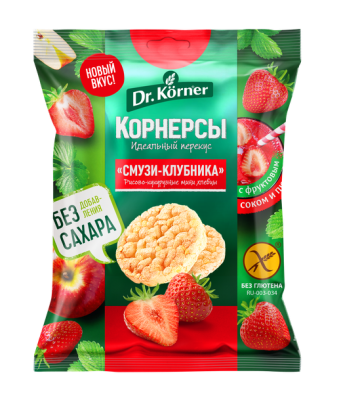 Корнерсы ДОКТОР КОРНЕР мини хлебцы рисово-кукурузные Смузи-клубника Dr.Korner 40гр.