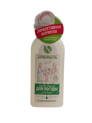 Средство  для мытья посуды, фруктов и игрушек SYNERGETIC гель Алоэ 0,5 л
