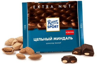 Шоколад Риттер спорт темный Цельный миндаль,100 г 
