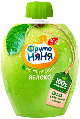 Пюре ФрутоНяня яблочное натуральное дой-пак 90гр