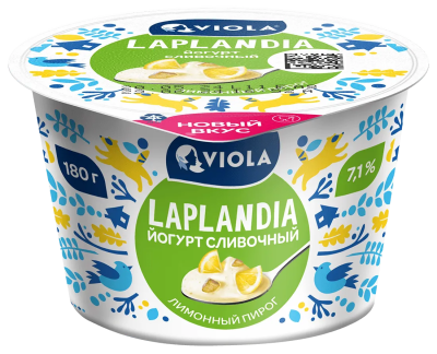 Йогурт ВИОЛА Laplandia с наполнителем Лимонным пирог, 7,1% 180г