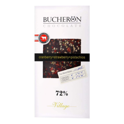 Шоколад BUCHERON Village горький с клюквой, клубникой и фисташками 85г
